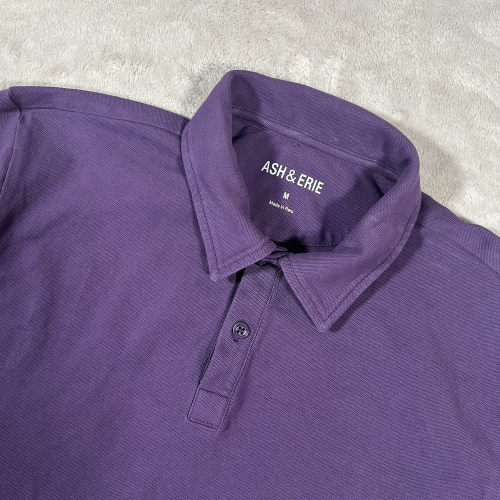 Ash & Erie Blue Polo Shirt Men's M Knit Short Sleeve Casual Pima Cotton Preppy